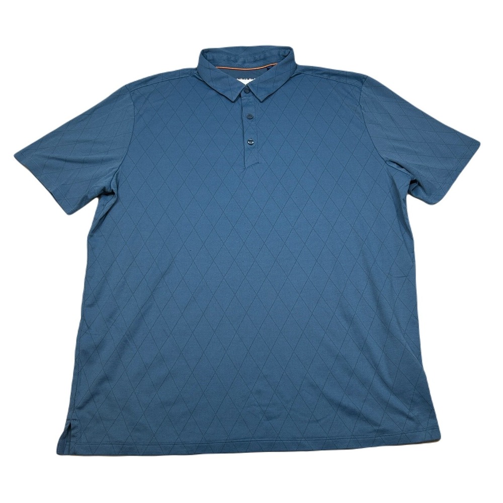 Modern Ambition Golf Polo Shirt Mens XL Blue‎ Diamond Pattern Technical